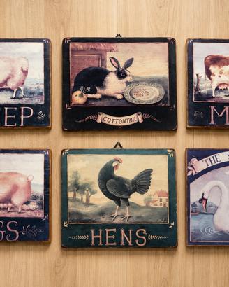 Set completo 6 quadretti vintage stile country
