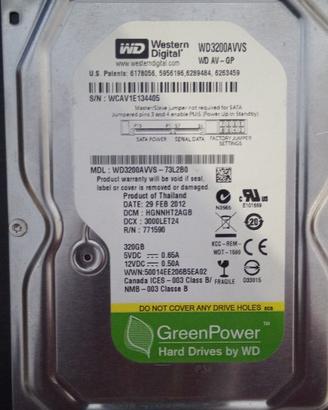 Hd wd 320Gbavvs usato