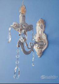 Lampada da muro vintage con pendenti in cristallo