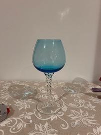 Calice anni 70  Murano - Stelo Ritorto - Azzurro