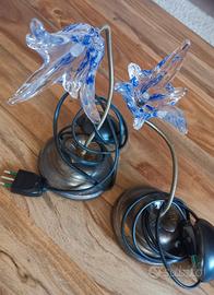 Coppia abajour calici in vetro luce regolabile