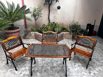sedie e tavolo da giardino in ghisa