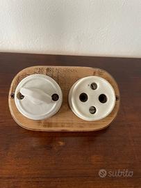 Interruttore e presa ceramica vintage