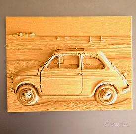 Fiat 500 Quadretto in rilievo – effetto legno 