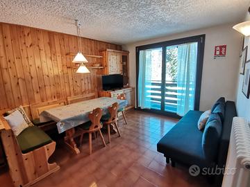 Trilocale sulla pista e sul bosco a Folgarida