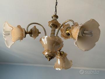 Coppia di lampadari vintage in vetro stile Murano