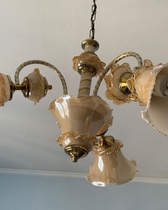 Coppia di lampadari vintage in vetro stile Murano