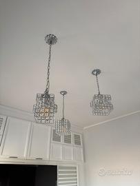 Set 3 lampadari pendenti effetto crisallo