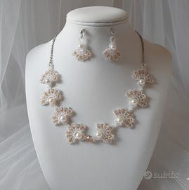 Collana Artigianale Perle Orecchini sposa retrò