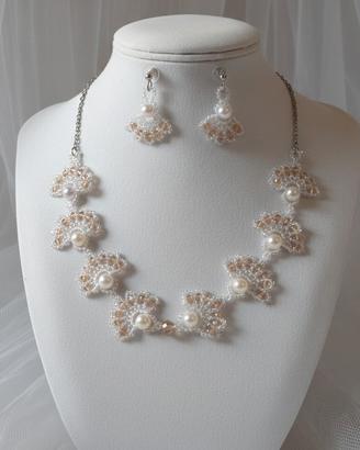 Collana Artigianale Perle Orecchini sposa retrò