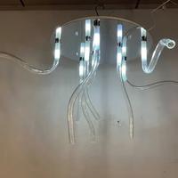 Lampada soffitto metallo/vetri tubo trasparenti