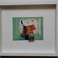 CLAUDIO CINTOLI collage su carta 14x19 1964 autent