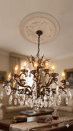 Lampadario Chandelier 15 Luci – Ottone e Cristallo