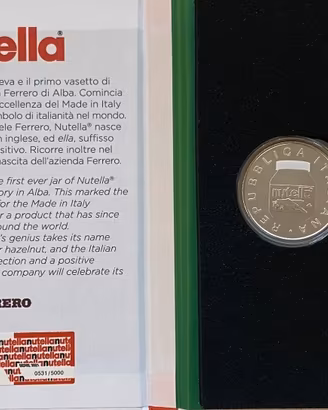 Trittico Nutella 5 euro 5x3 Ferrero moneta argento