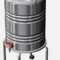 bidone acciaio con carrello e rubinetto 