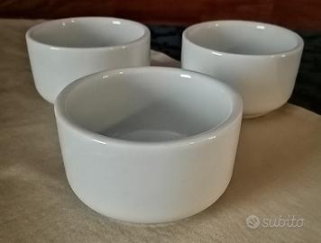 Set 3 Ciotole Tonde porta SALSE in Ceramica Bianch