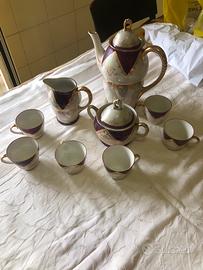 Antico servizio caffè deciro in oro zecchino