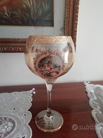 coppa in vetro decorata colore oro 