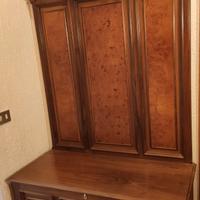 Appendiabiti con panca contenit in legno noce lavo