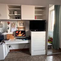 Parete attrezzata con libreria immobile