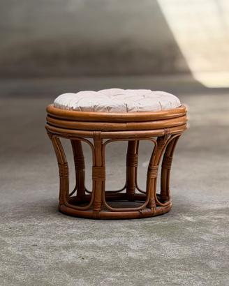 Sgabello / Pouf Vintage in Giunco e Bambù