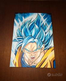 Dipinto acrilico Goku Super Saiyan Blu 30x40 