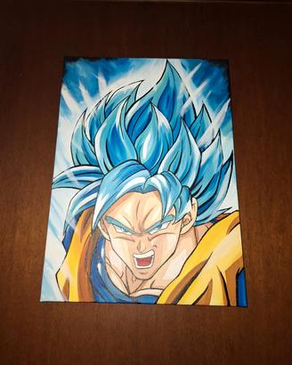 Dipinto acrilico Goku Super Saiyan Blu 30x40 