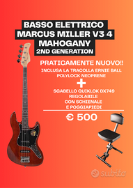 Basso Marcus Miller V3 4 2nd + Sgabello Quiklok
