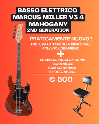 Basso Marcus Miller V3 4 2nd + Sgabello Quiklok