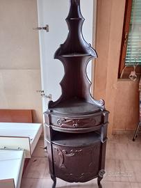 Mobiletto ad angolo in noce scuro