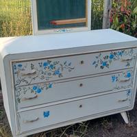 cassettiera vintage shabby con specchio e