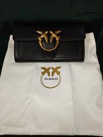 Pinko, borsa, portafoglio nera in pelle