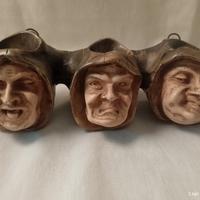 Antico Porta pipe candele 3 teste monaco XIX sec