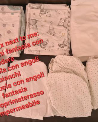 Lenzuola e Coprimaterasso  per culla next to me