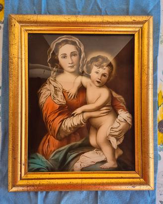 Quadro cornice oro  Madonna con bambino 