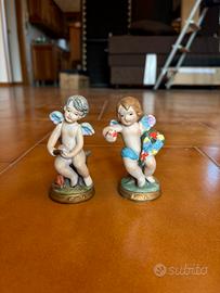 Coppia Statuette Vintage Angioletti in Porcellana