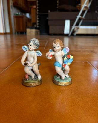 Coppia Statuette Vintage Angioletti in Porcellana