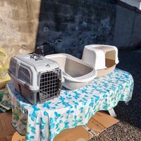 Accessori per gatto – trasportino + 2 lettiere – u