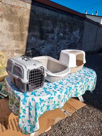 Accessori per gatto – trasportino + 2 lettiere – u