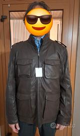 giacca in pelle marrone scuro nuova mai indossata