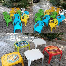 Set Arredo Bimbi in Blocco - 12 Sedie + 5 Tavolini