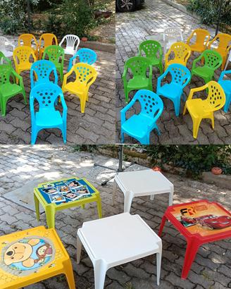 Set Arredo Bimbi in Blocco - 12 Sedie + 5 Tavolini