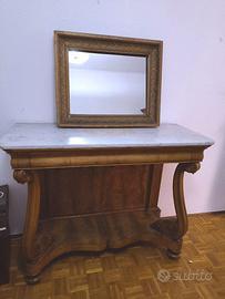 Consolle antica 800 noce con marmo+ specchio =€250