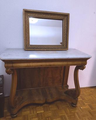 Consolle antica 800 noce con marmo+ specchio =€250