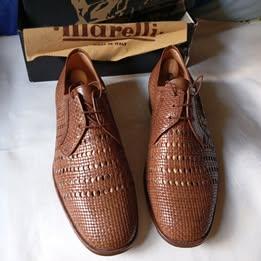 Scarpe uomo trecciate in cuoio marrone, numero 39