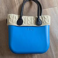 Borsa O Bag blu con bordo in maglia