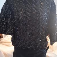 Blusa elegante  lame' e raso nera