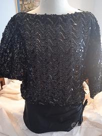 Blusa elegante  lame' e raso nera