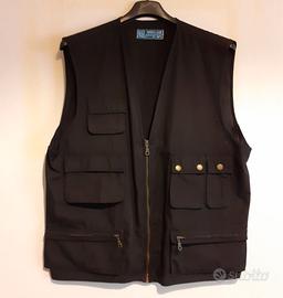 Gilet cargo multitasche nero per pesca o caccia