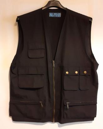 Gilet cargo multitasche nero per pesca o caccia
